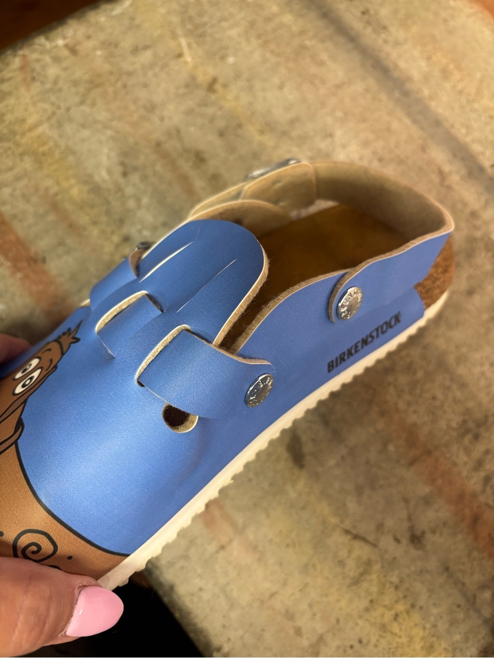 Birkenstock Women’s Blue Clogs with Brown Dog Graphic - Picture 8 of 8